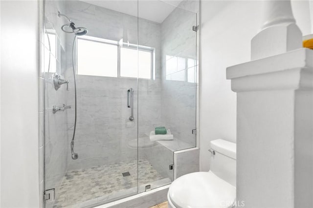 bathroom featuring toilet and walk in shower