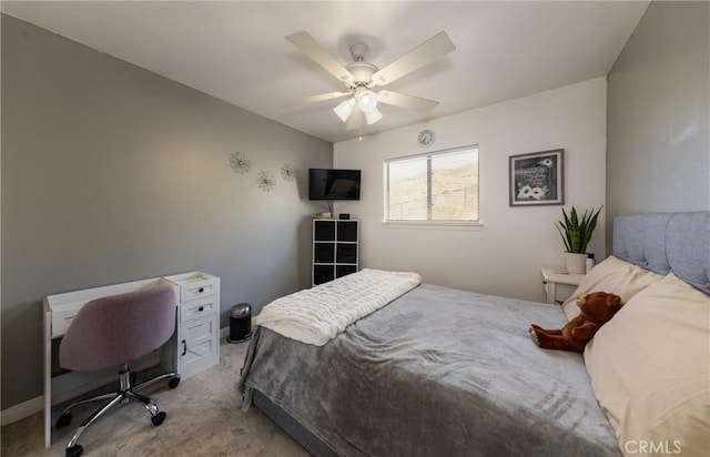 bedroom featuring ceiling fan