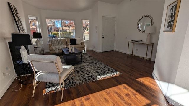 living room featuring dark hardwood / wood-style flooring