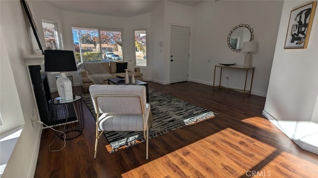 living room featuring dark hardwood / wood-style floors