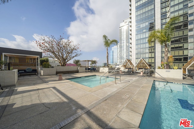 view of pool featuring a patio area