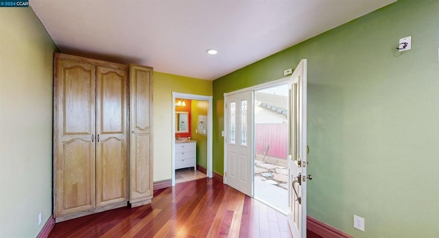 interior space featuring dark wood-type flooring