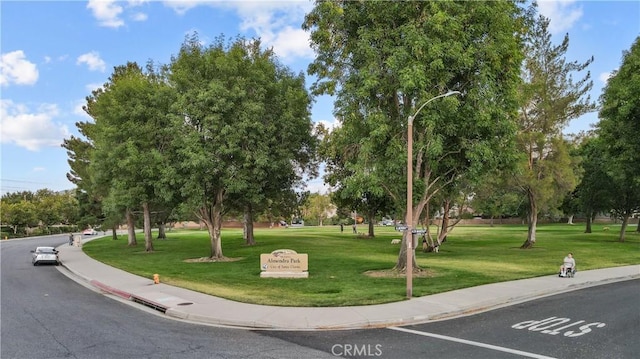 view of community with a lawn