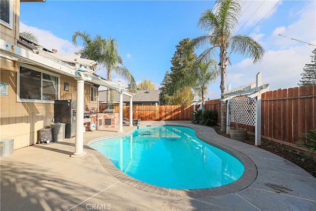 view of swimming pool with a patio