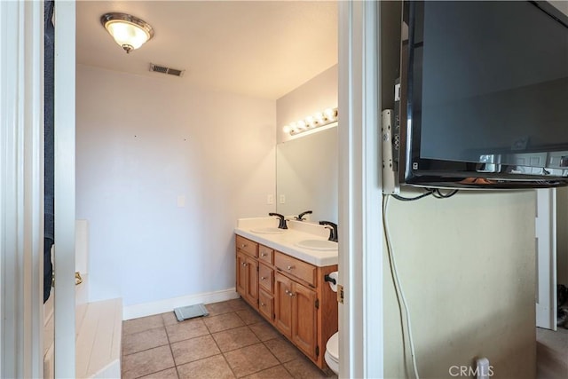 bathroom with vanity and tile patterned floors