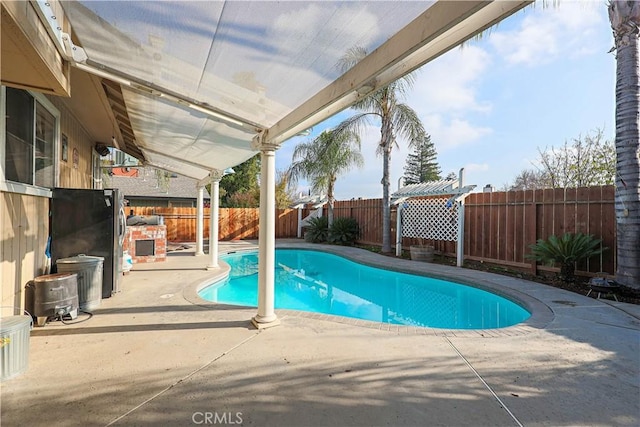 view of swimming pool featuring a patio area