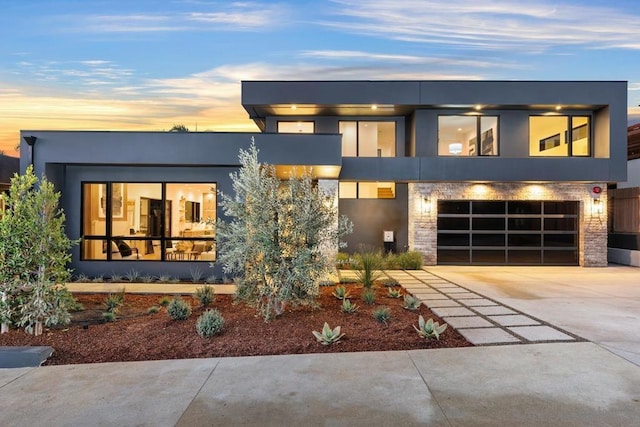 contemporary home with a garage