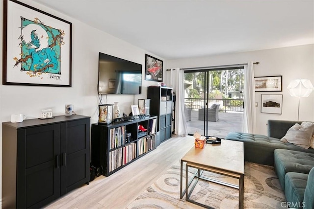 living room featuring light wood-type flooring