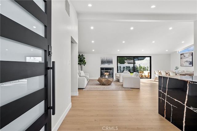 living room featuring light hardwood / wood-style flooring