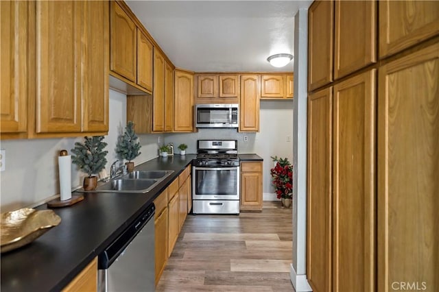 kitchen featuring hardwood / wood-style flooring, sink, and appliances with stainless steel finishes