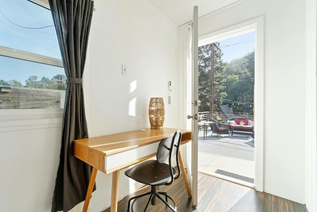 office area featuring hardwood / wood-style floors