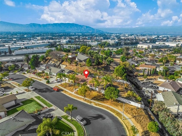 drone / aerial view with a mountain view