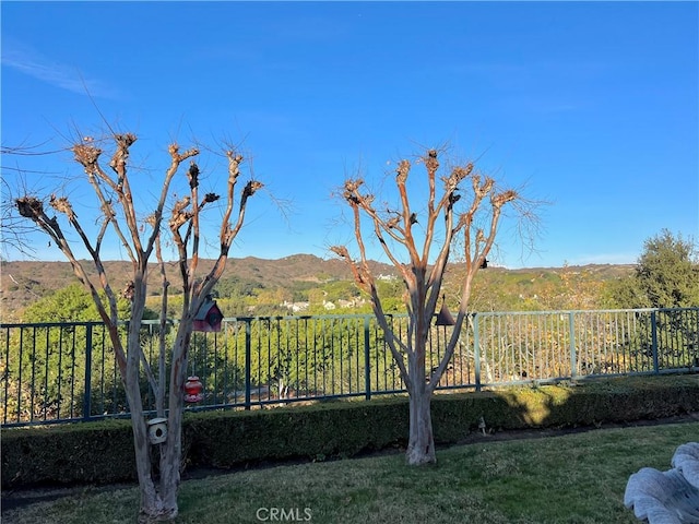 view of yard with a mountain view