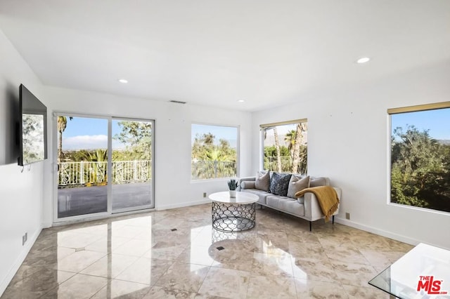 living room with plenty of natural light