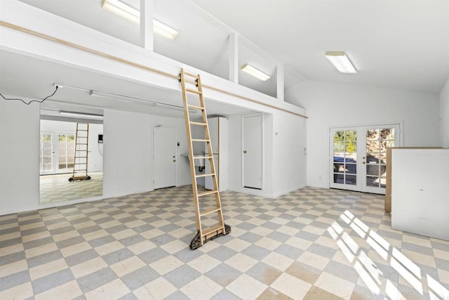 basement with plenty of natural light and french doors