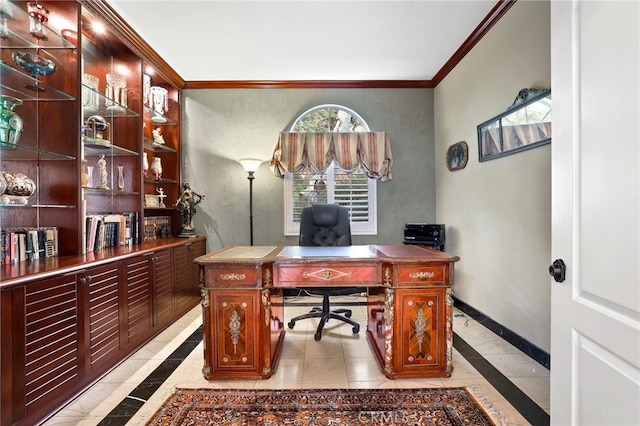 office featuring ornamental molding