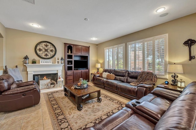 view of tiled living room