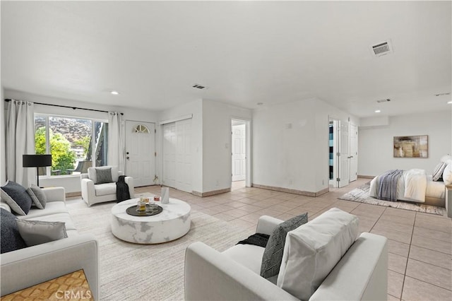 view of tiled living room