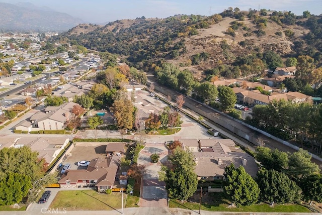 bird's eye view featuring a residential view and a mountain view