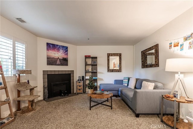 living room with carpet floors