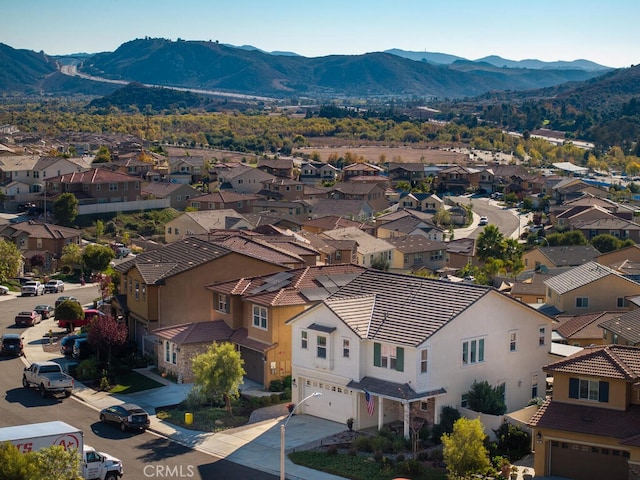 aerial view with a mountain view