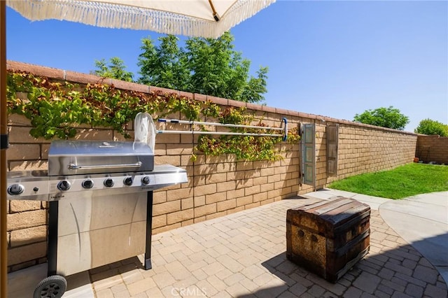 view of patio with area for grilling