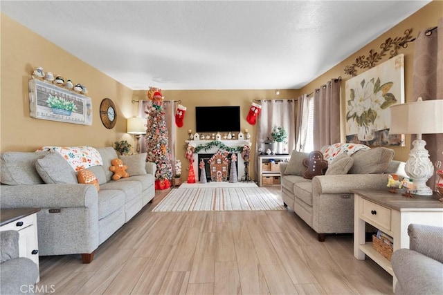 living room featuring light hardwood / wood-style floors