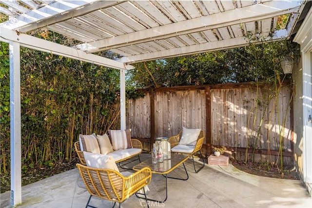 view of patio featuring a pergola