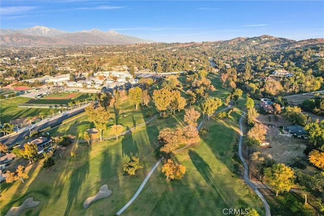 drone / aerial view with a mountain view