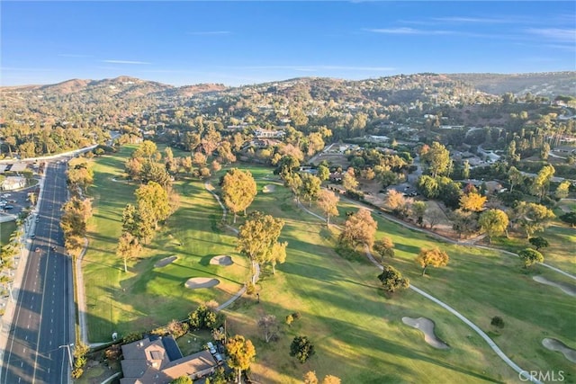 drone / aerial view featuring a mountain view