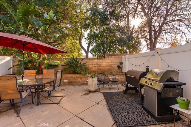 view of patio with area for grilling