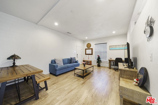 living room featuring light hardwood / wood-style floors