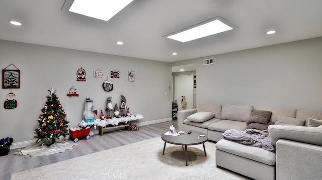 living room with hardwood / wood-style flooring