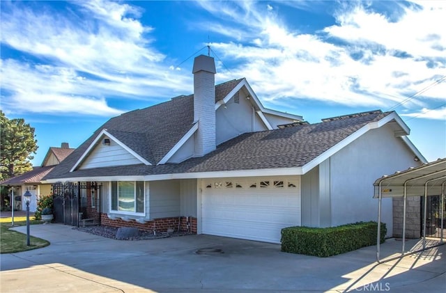 exterior space with a garage