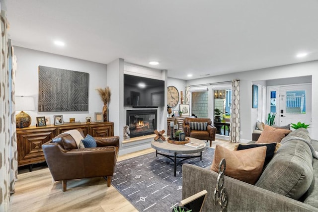 living room with hardwood / wood-style floors