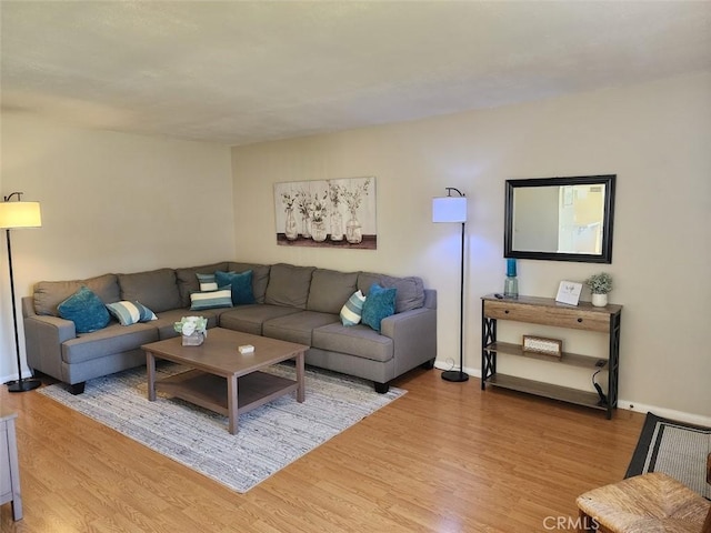 living room featuring light wood-type flooring