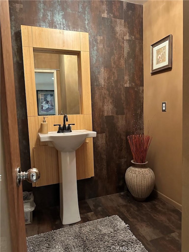 bathroom featuring hardwood / wood-style floors