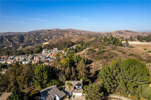 birds eye view of property with a mountain view