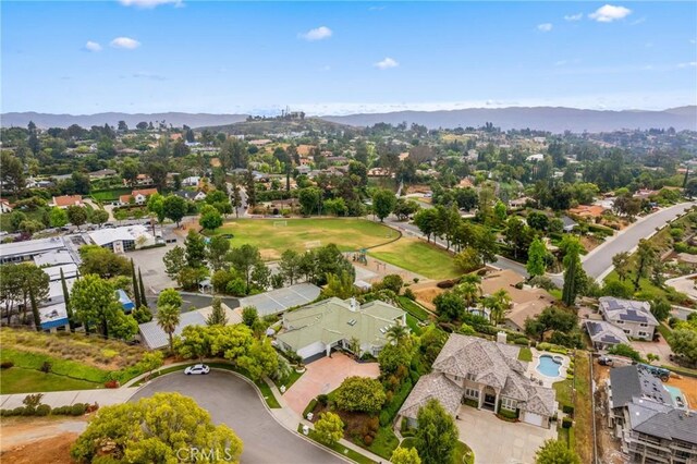 aerial view featuring a mountain view