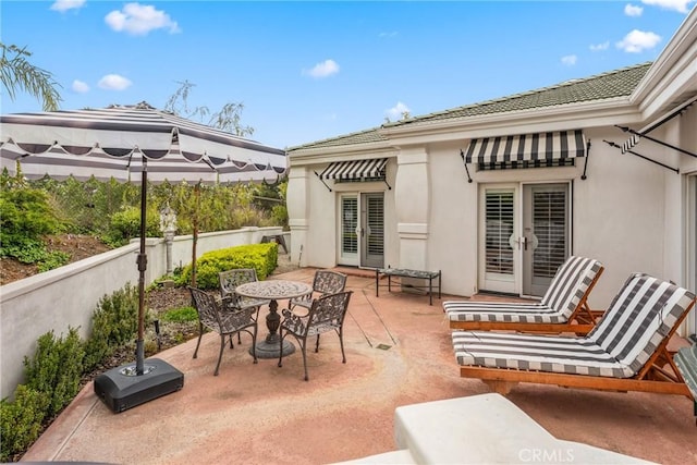 view of patio / terrace featuring french doors