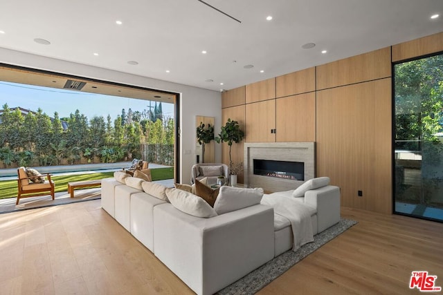 living room featuring light hardwood / wood-style floors