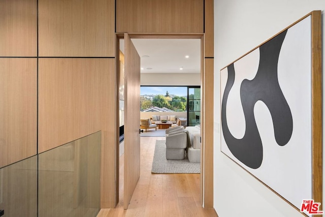 hallway featuring light hardwood / wood-style flooring