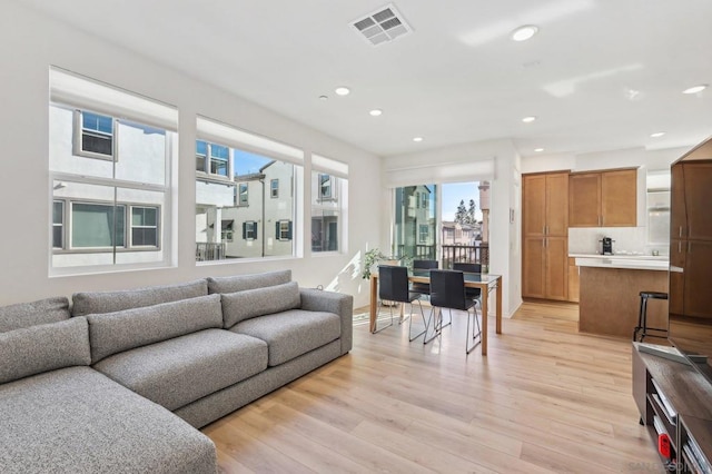 living room featuring light hardwood / wood-style flooring