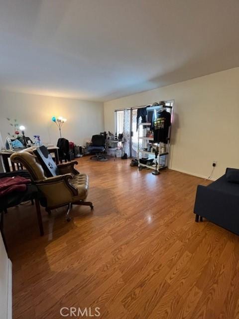 living room with hardwood / wood-style floors