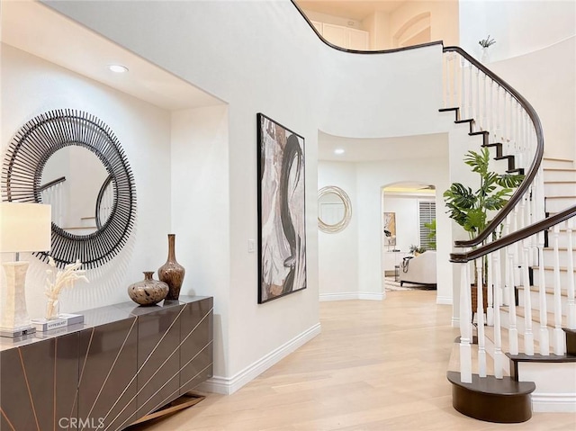 foyer entrance featuring light wood-type flooring