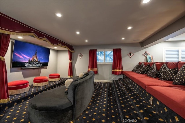 view of carpeted cinema room