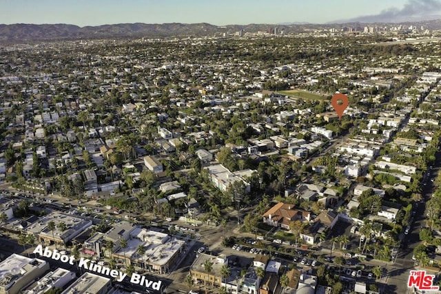 bird's eye view with a mountain view