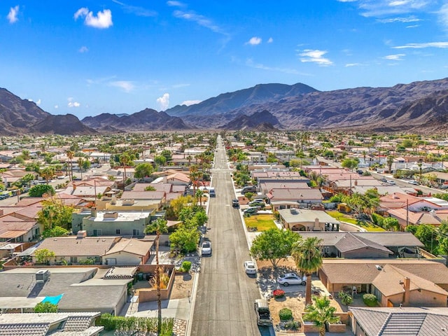 bird's eye view with a mountain view