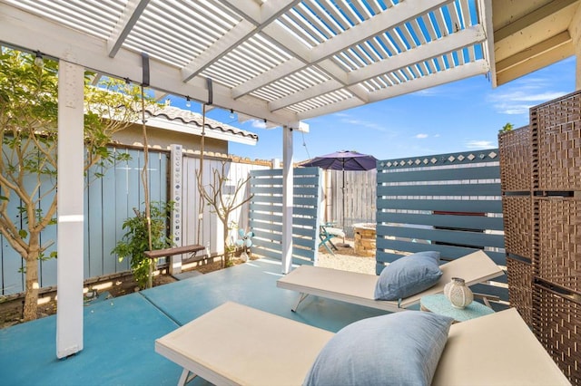 view of patio featuring a pergola