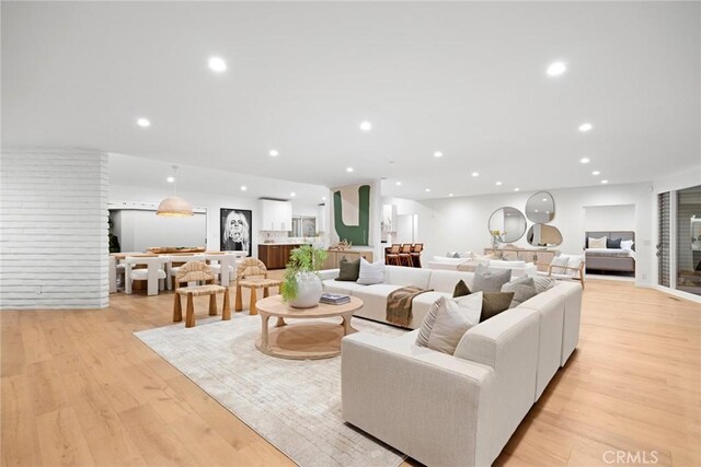 living room with light wood-type flooring